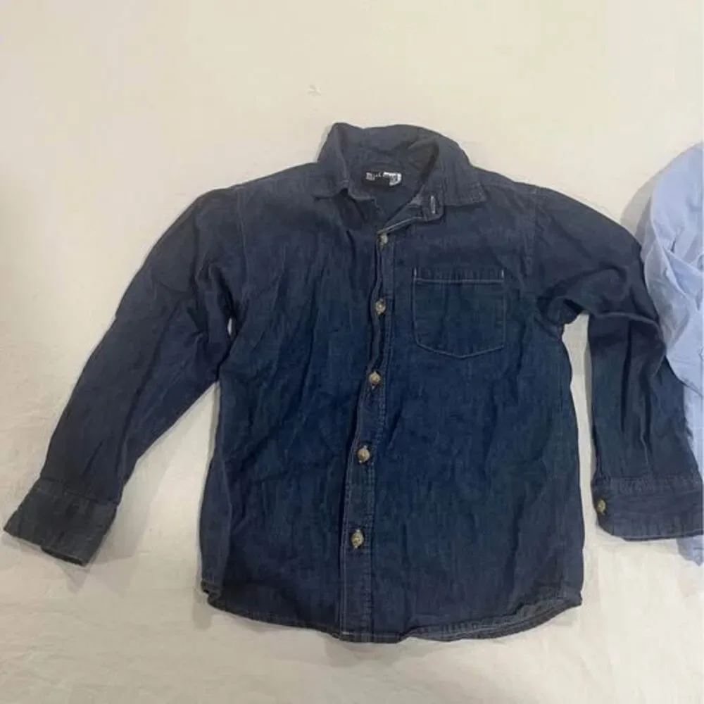 Lot of 2 Boys' Size 6 Button-Up Long Sleeve Denim Blue (MickMack & OshKosh)